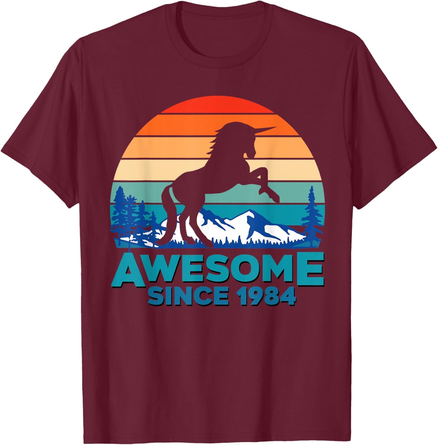 Unicorn Awesome Since 1984 Shirt 37th Birthday 37 Years Old T-Shirt - T-Shirt | Maroon