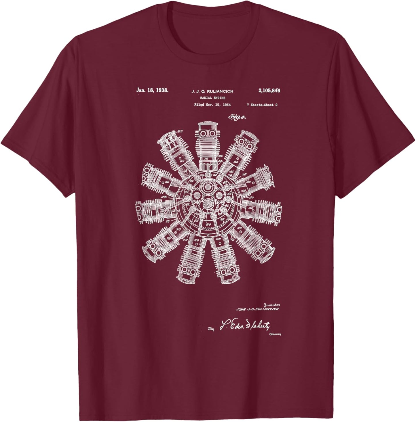Aircraft Radial Engine T-Shirt - T-Shirt | Maroon