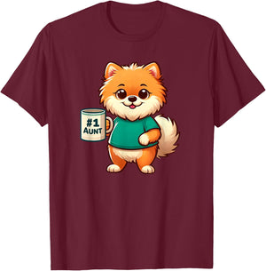 Poméranian Aunt Dog Funny Family T-Shirt - T-Shirt | Maroon