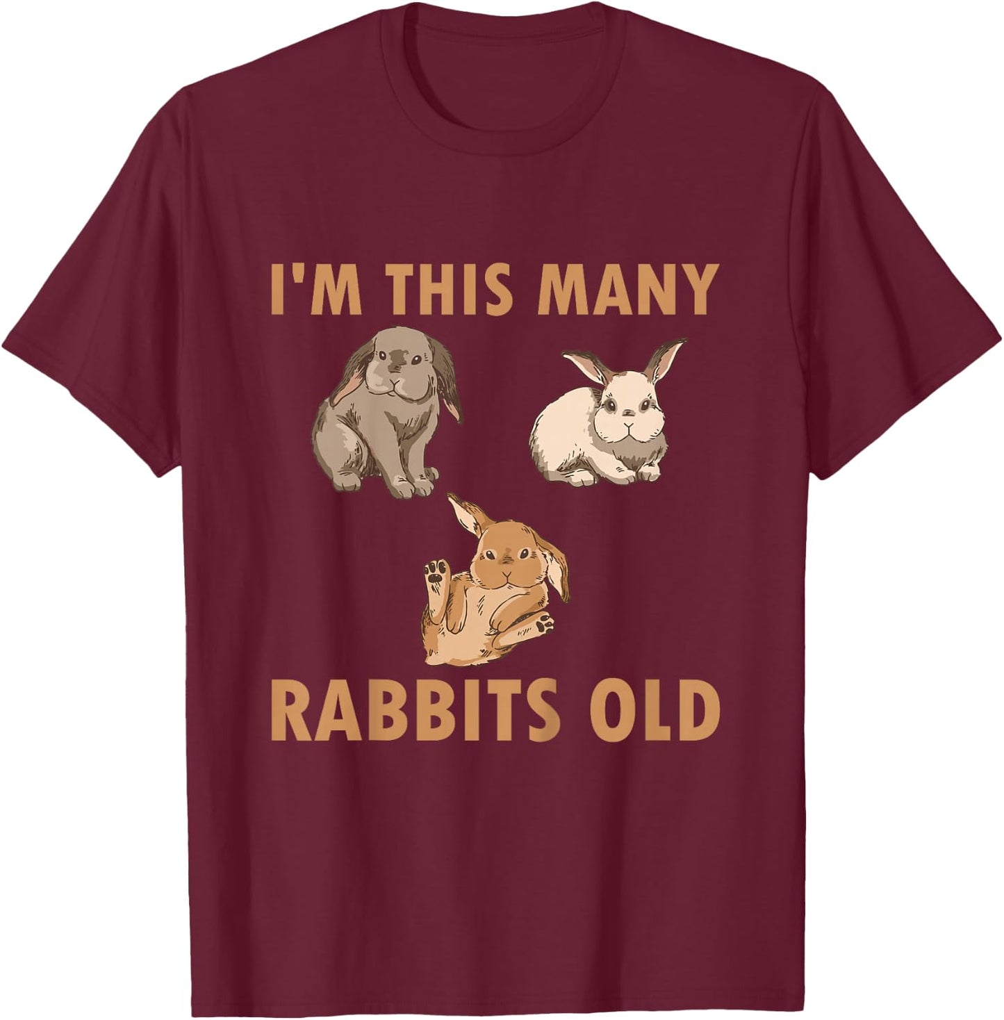 Kids 3 Year Old Bunny Rabbits Old 3rd Birthday T-Shirt - T-Shirt | Maroon