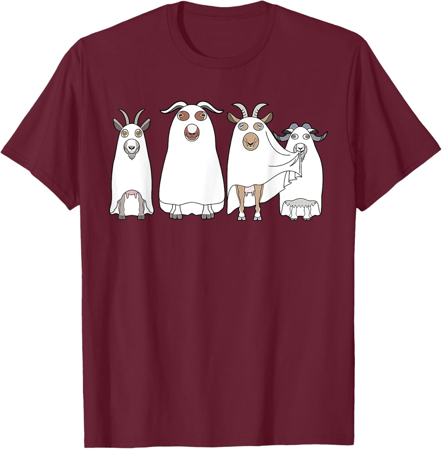 Goat Ghost Halloween Farmer Goat Lover Scary Spooky Season T-Shirt - T-Shirt | Maroon