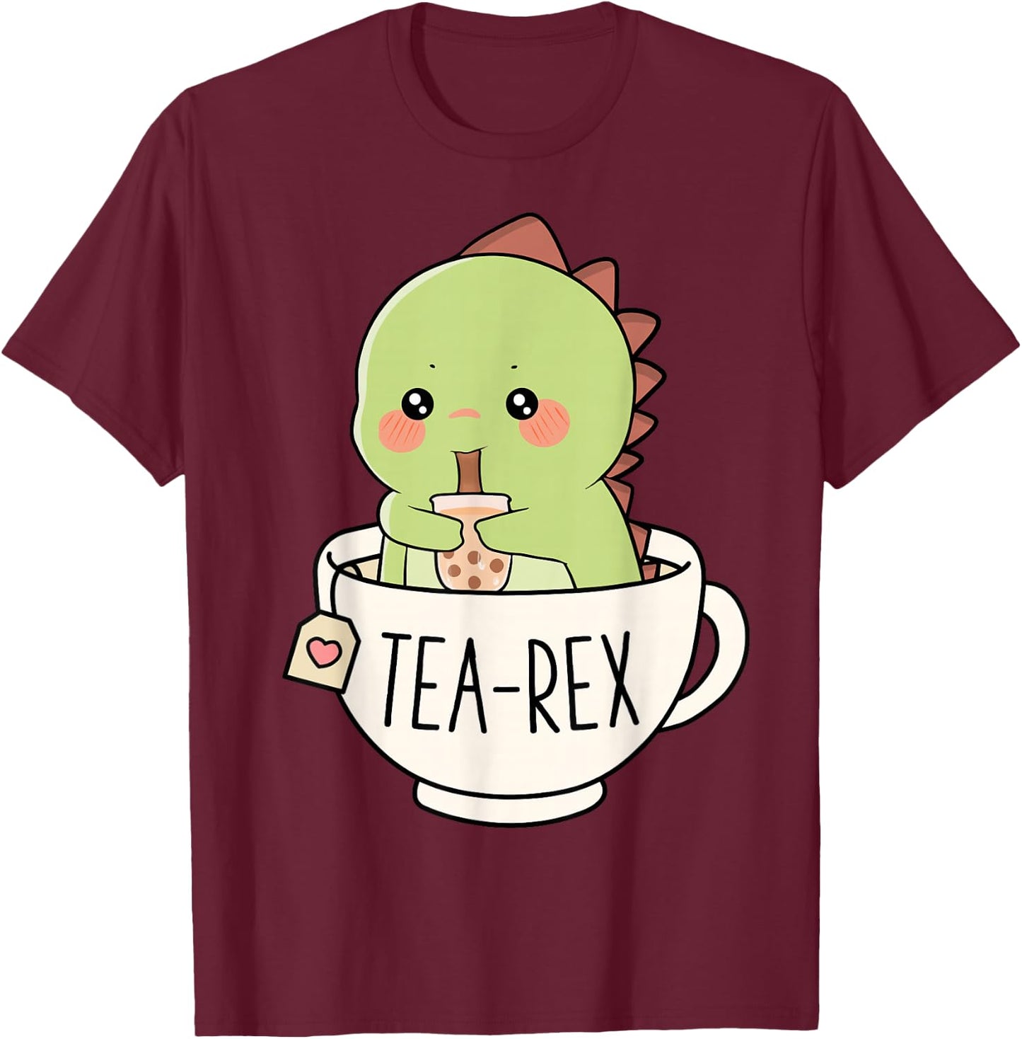 Boba Tea-Rex Süßer T-Rex Dinosaurier-Liebhaber Kawaii Lustiger Dino Pun T-Shirt - T-Shirt | Maroon