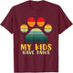 My Kids Have Paws Cute Retro Vintage Sunset Paw Print Design T-Shirt - T-Shirt | Maroon