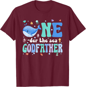 One-der The Sea Godfather of Birthday Kids Ocean Bday T-Shirt - T-Shirt | Maroon