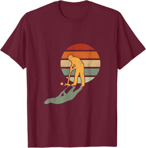 Men Retro Croquet Enthusiast Vintage Outdoor Game T-Shirt - T-Shirt | Maroon