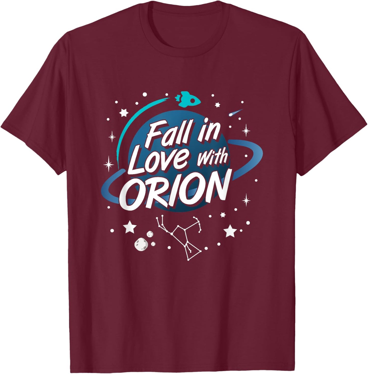 Fall in Love with Orion Constellation Astrology Novelty Gift T-Shirt - T-Shirt | Maroon