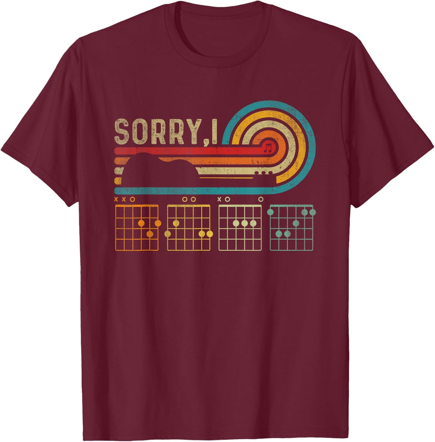 Sorry I-DGAF Hidden Message Guitar Chords Music Note Funny T-Shirt - T-Shirt | Maroon