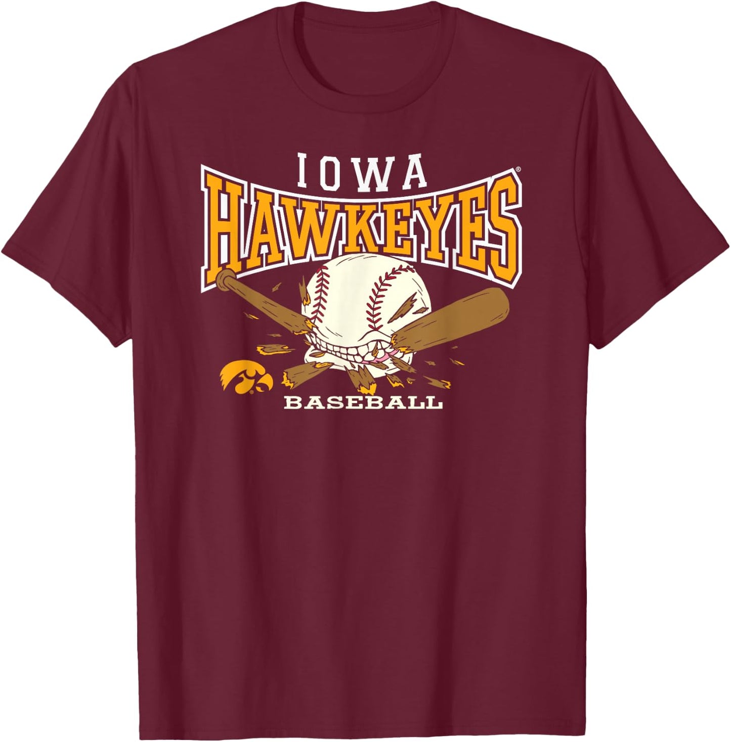 Iowa Hawkeyes Baseball Bite Black Officially Licensed T-Shirt - T-Shirt | Maroon