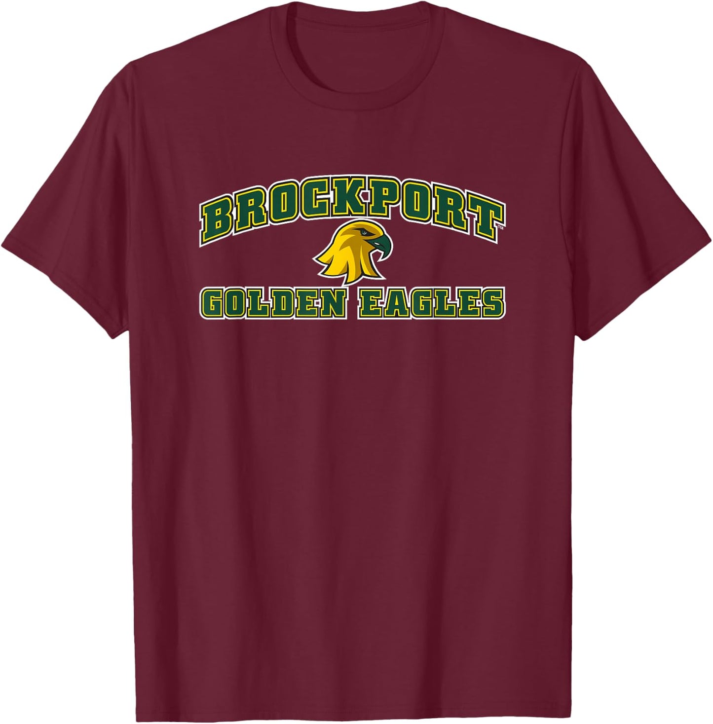 SUNY Brockport Golden Eagles Stacked Logo T-Shirt - T-Shirt | Maroon