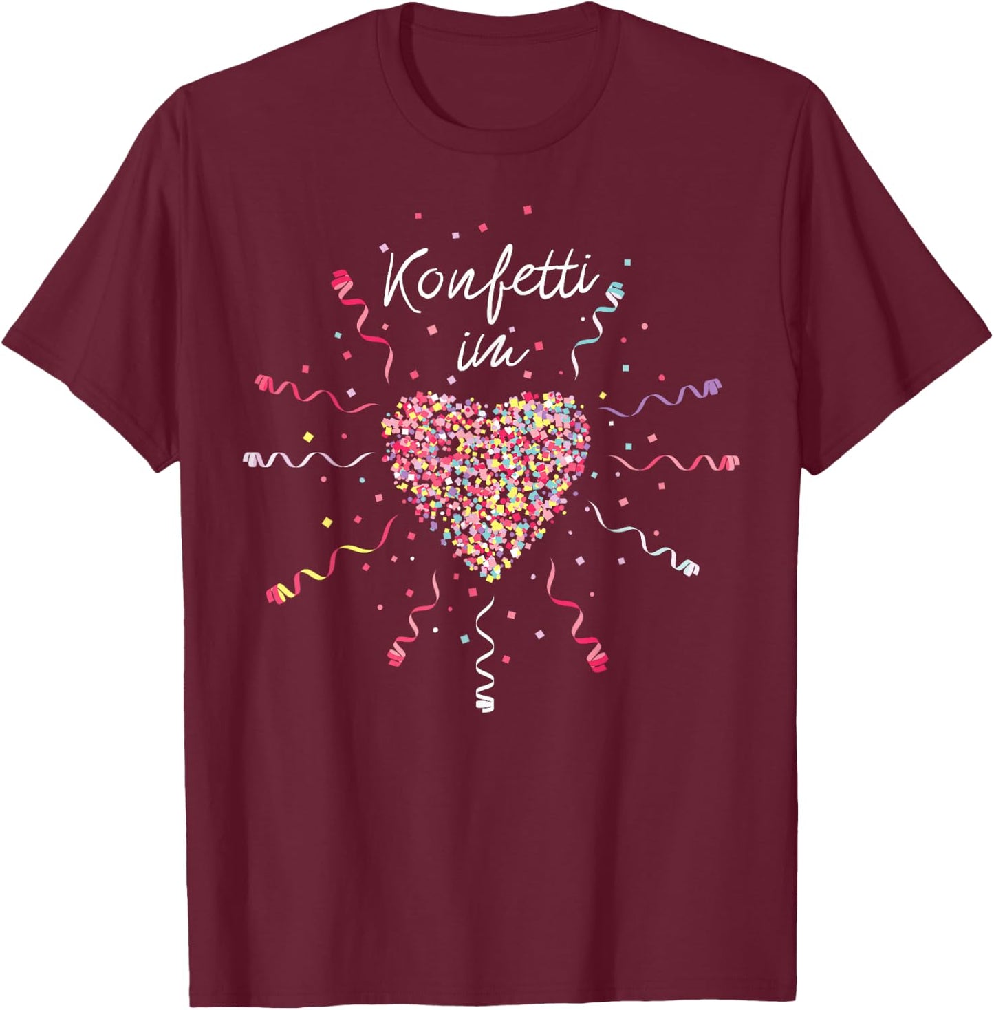 Confetti in the Heart Carnival Fancy Dress Confetti Costume Replacement , black, s T-Shirt - T-Shirt | Maroon