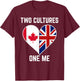 Half Canadian Half British Heart Canada Union Jack Flag UK T-Shirt - T-Shirt | Maroon