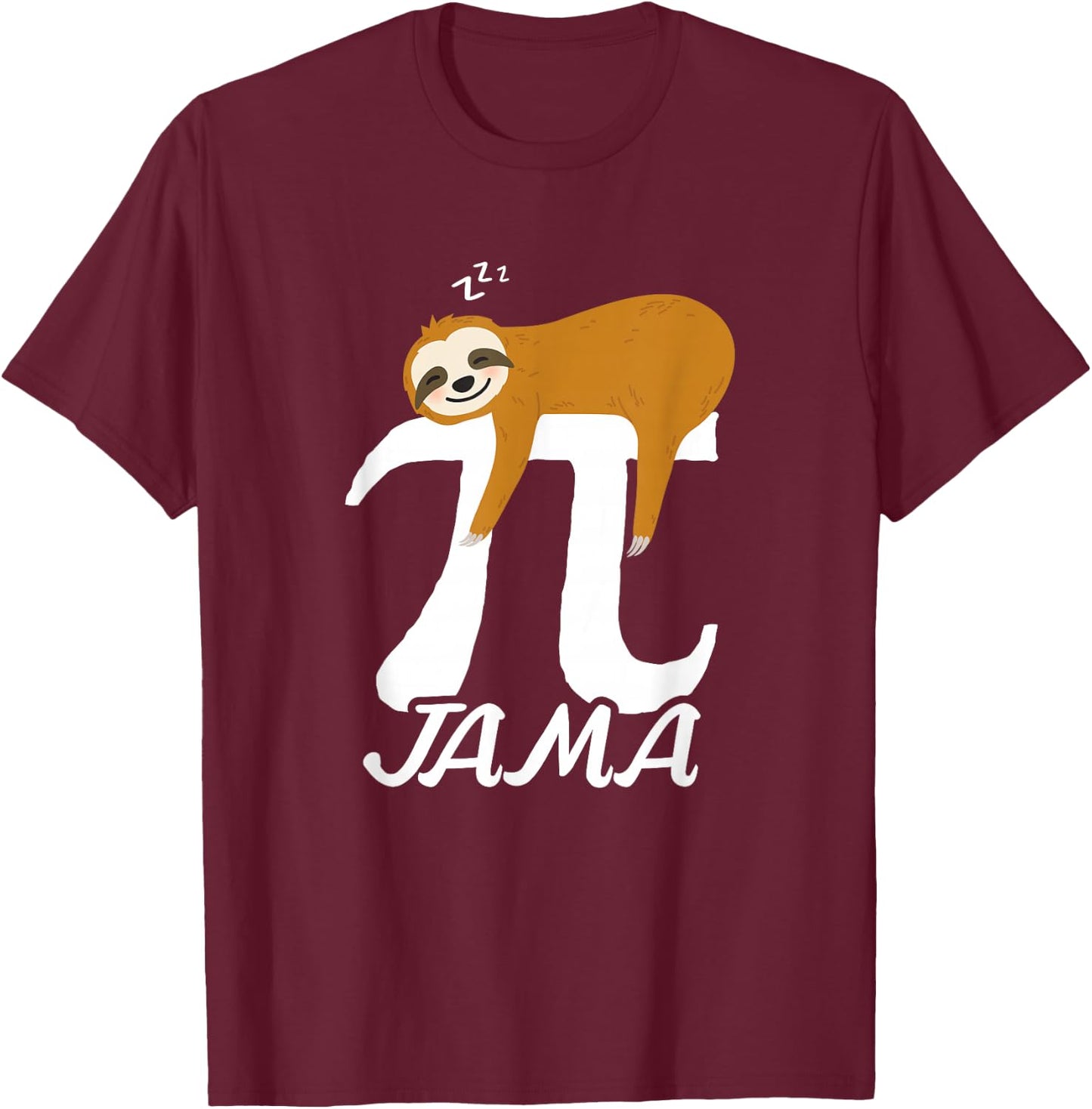 Pi Jama Sloth Pajama PJ 3.14 Pi Number Symbol Math Sloth T-Shirt - T-Shirt | Maroon