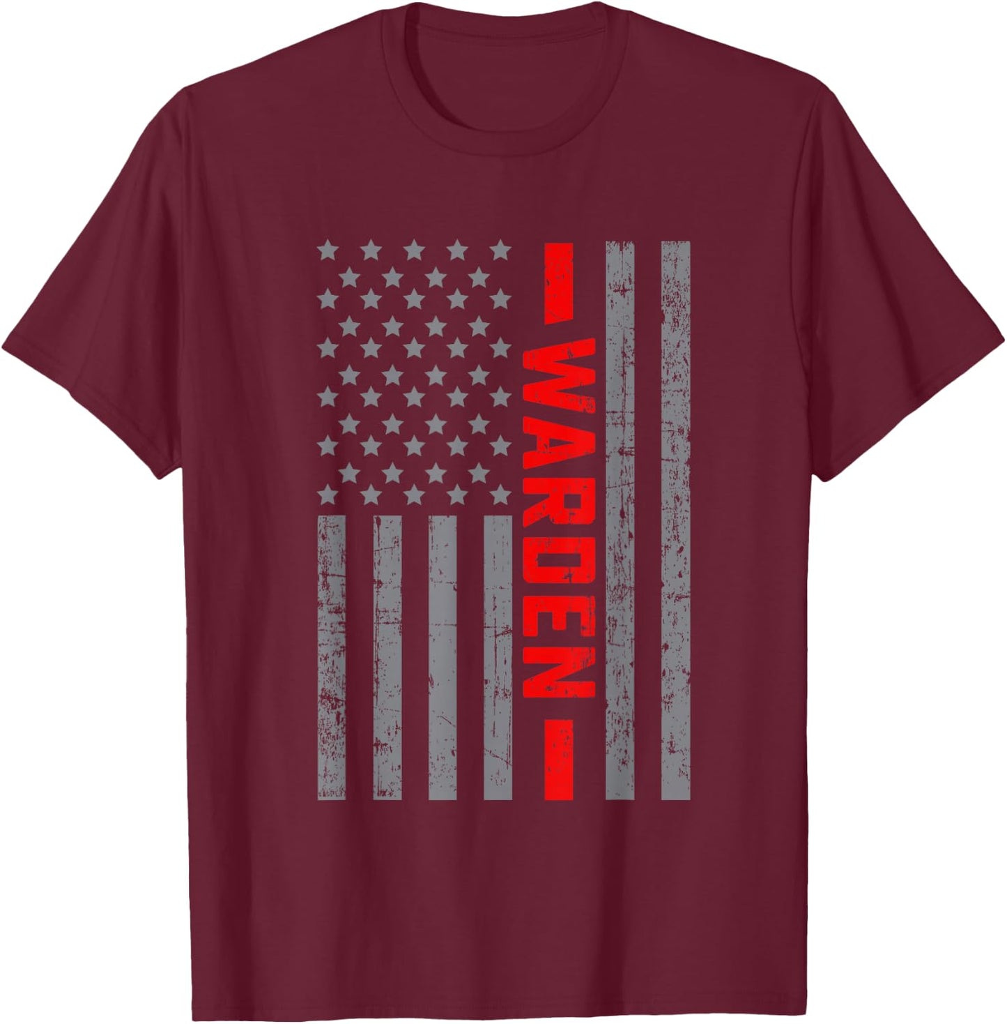 American Flag Warden US Flag Vintage Dad T-Shirt - T-Shirt | Maroon