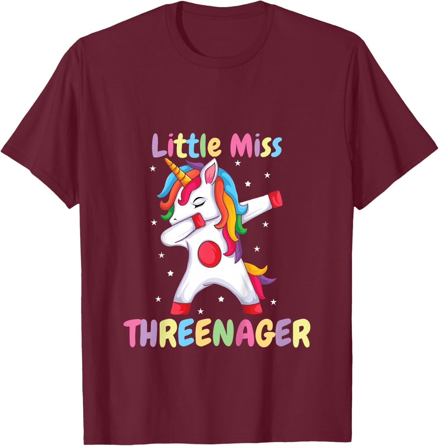 Kids Little Mister Threenager Birthday 3 Years T-Shirt - T-Shirt | Maroon
