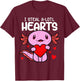 Valentines Day I Steal A-lotl Hearts Axolotl Love Boys Kids T-Shirt - T-Shirt | Maroon