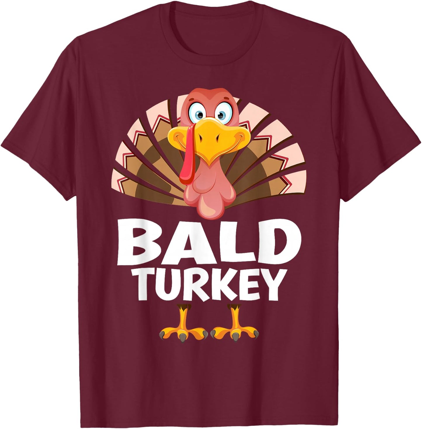 Thanksgiving Bald Turkey Matching Pajama T-Shirt - T-Shirt | Maroon