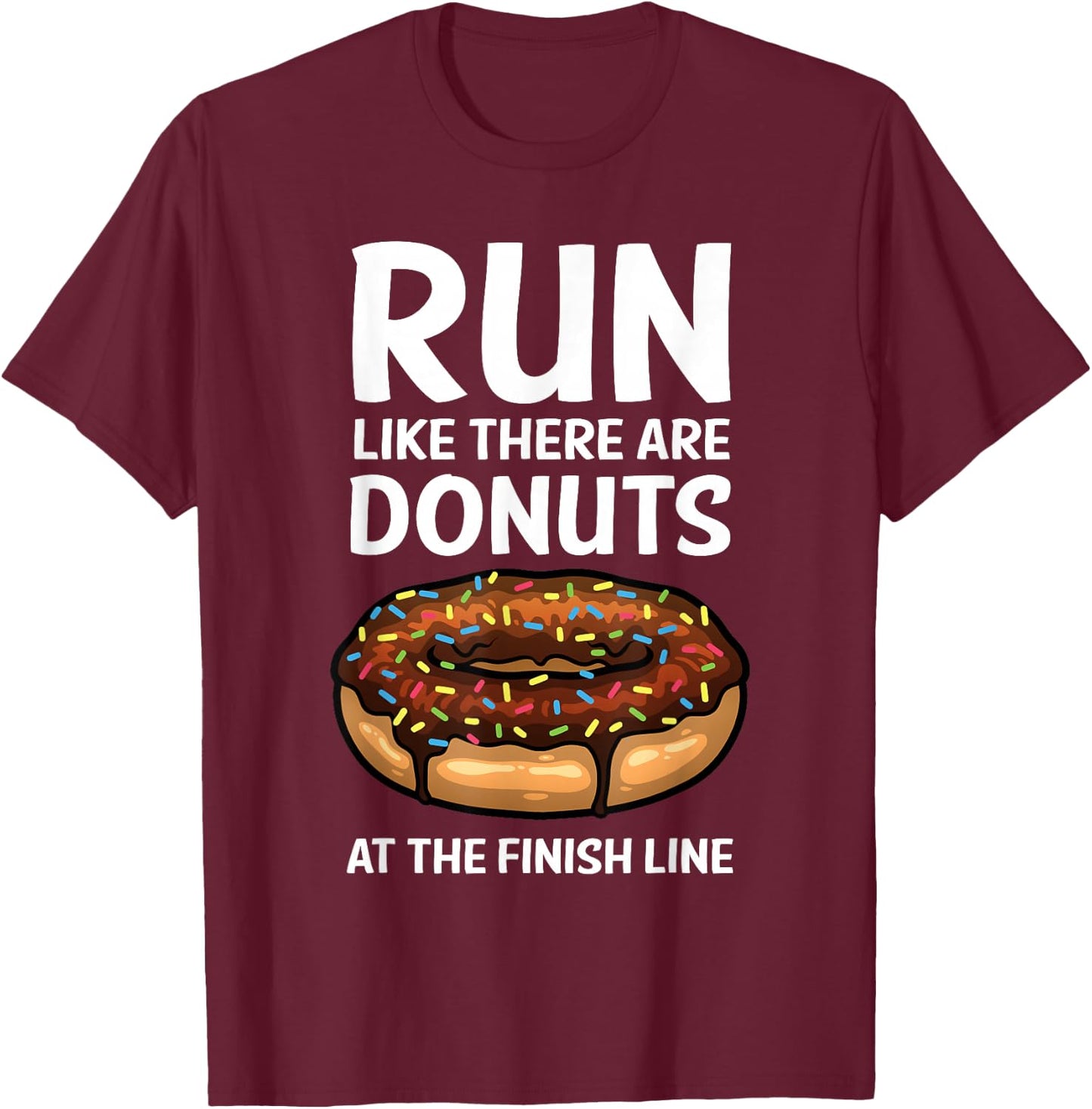 Funny Running Women Donut Finish Line Marathon T-Shirt - T-Shirt | Maroon
