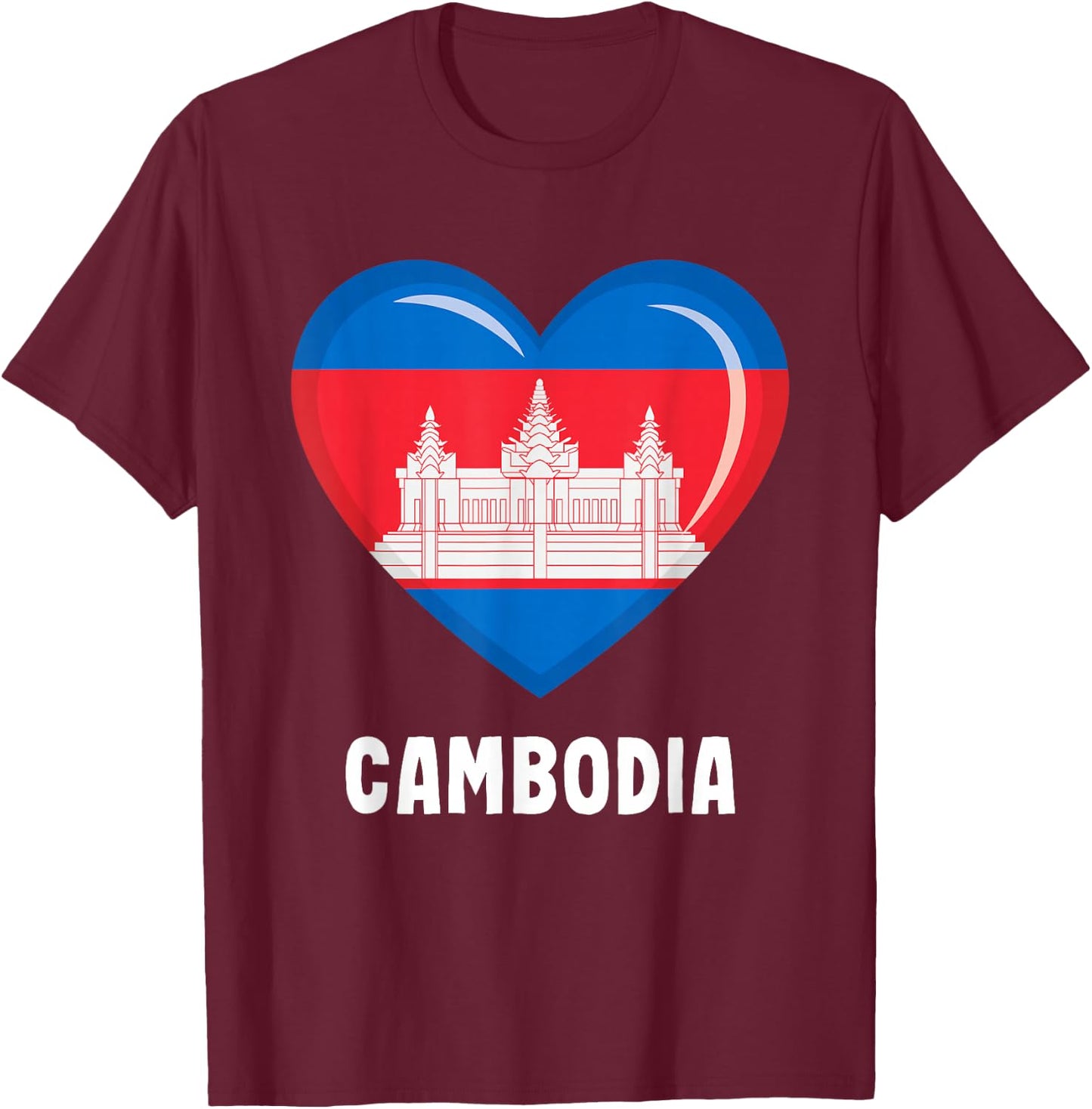 Cambodia Cambodia Flag T-Shirt - T-Shirt | Maroon