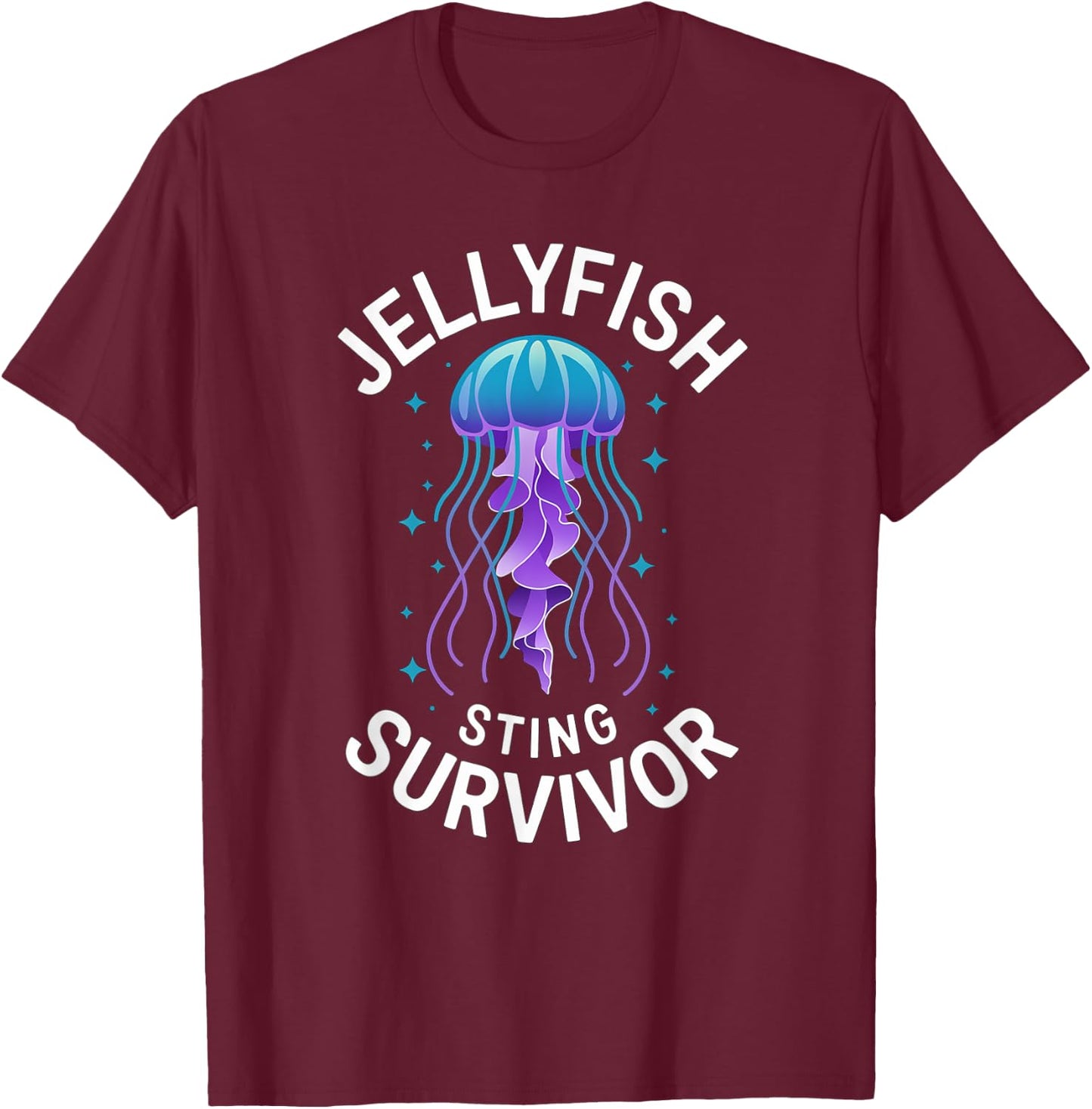 Jellyfish Sting Survivor Portuguese Man O War T-Shirt - T-Shirt | Maroon