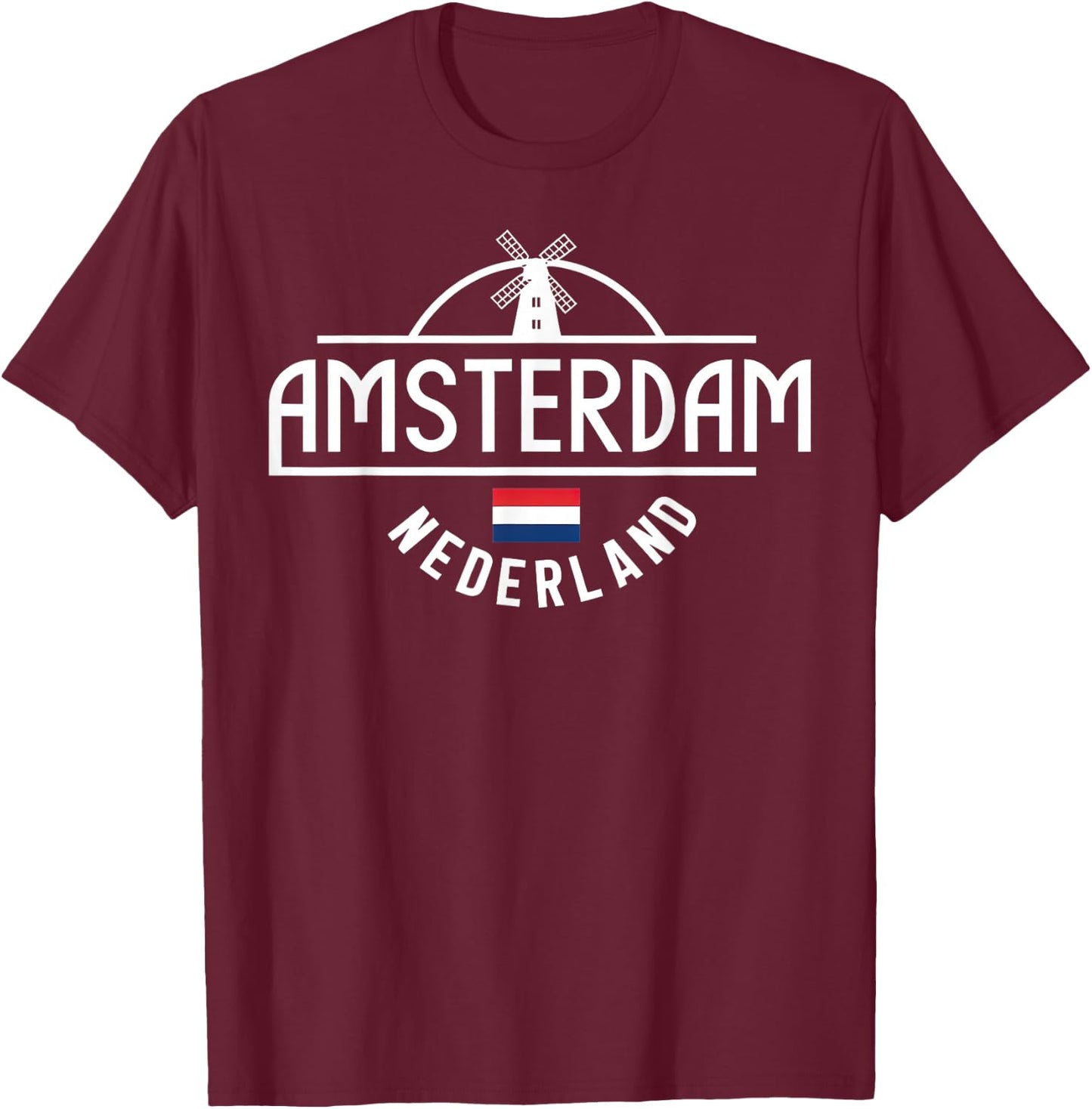 Amsterdam Nederland Netherlands City Vibes , Black, S T-Shirt - T-Shirt | Maroon