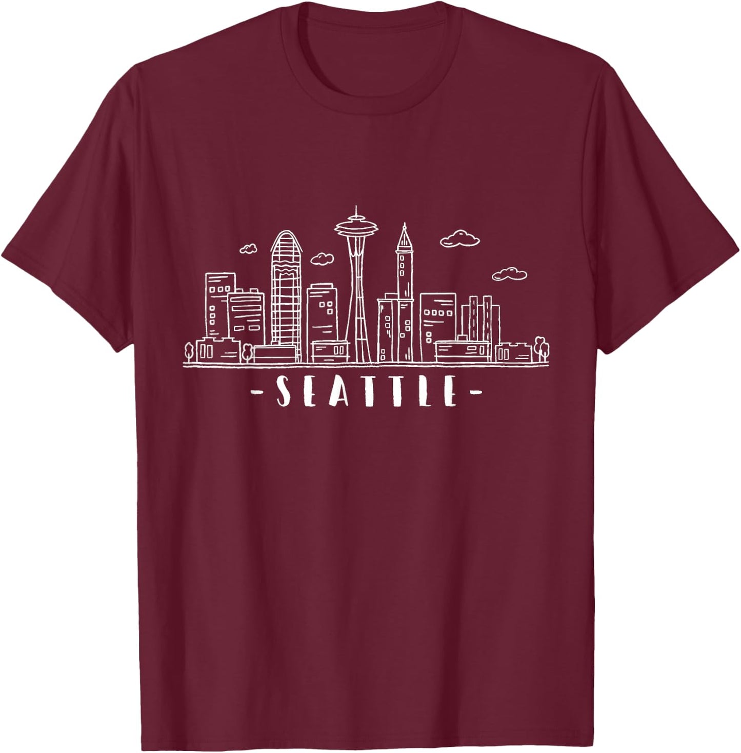Seattle Skyline Washington PNW Vintage T-Shirt - T-Shirt | Maroon