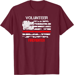 Volunteer Firefighter Thin Red Line T-Shirt - T-Shirt | Maroon