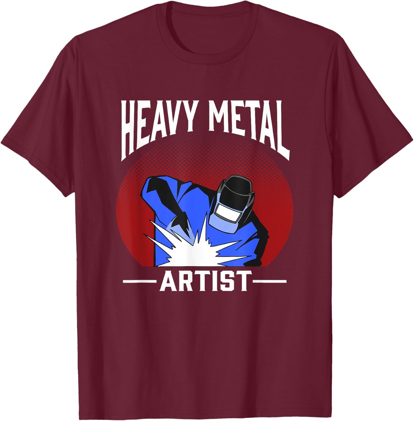 WIG MAG Humour Metal Builder with Welding Lock Workshop, black T-Shirt - T-Shirt | Maroon