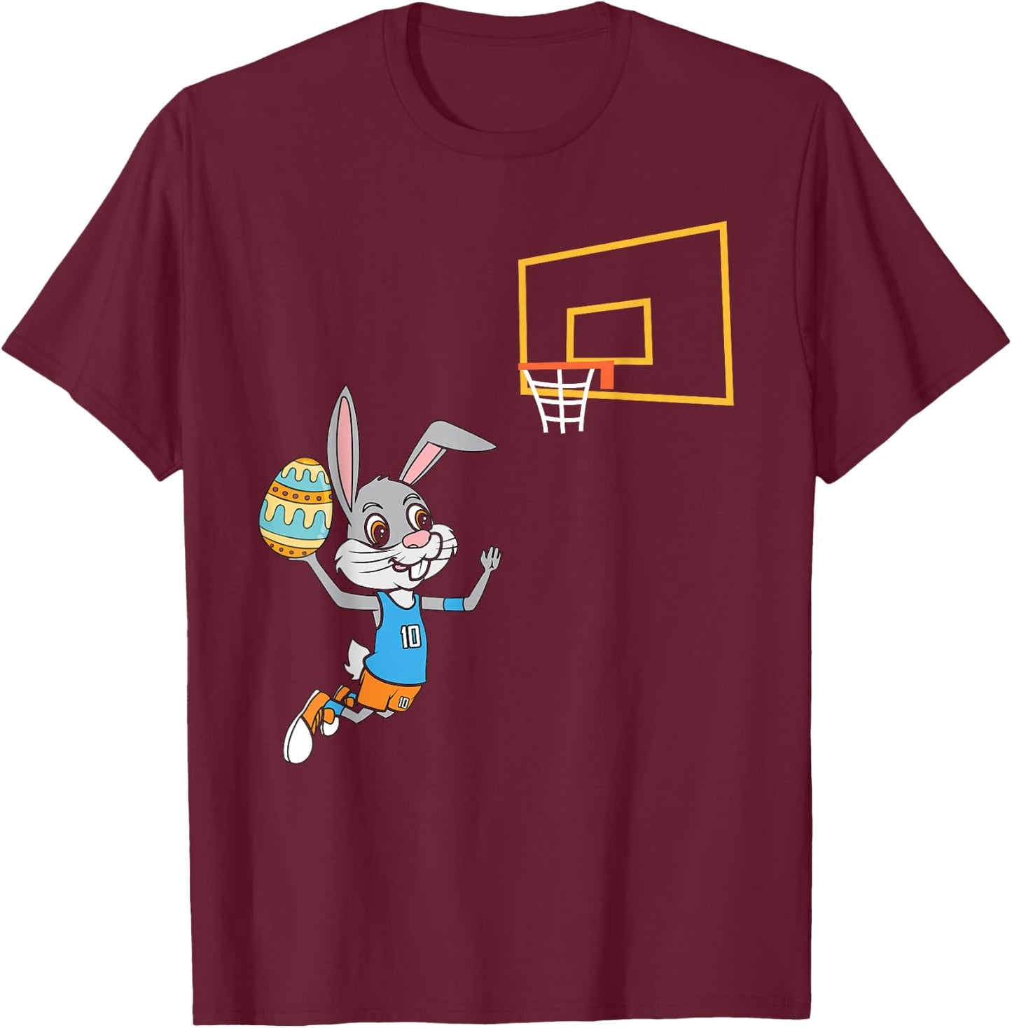 Funny Easter Egg Bunny Dunk Basketball Game Easter Kids Boys T-Shirt - T-Shirt | Maroon