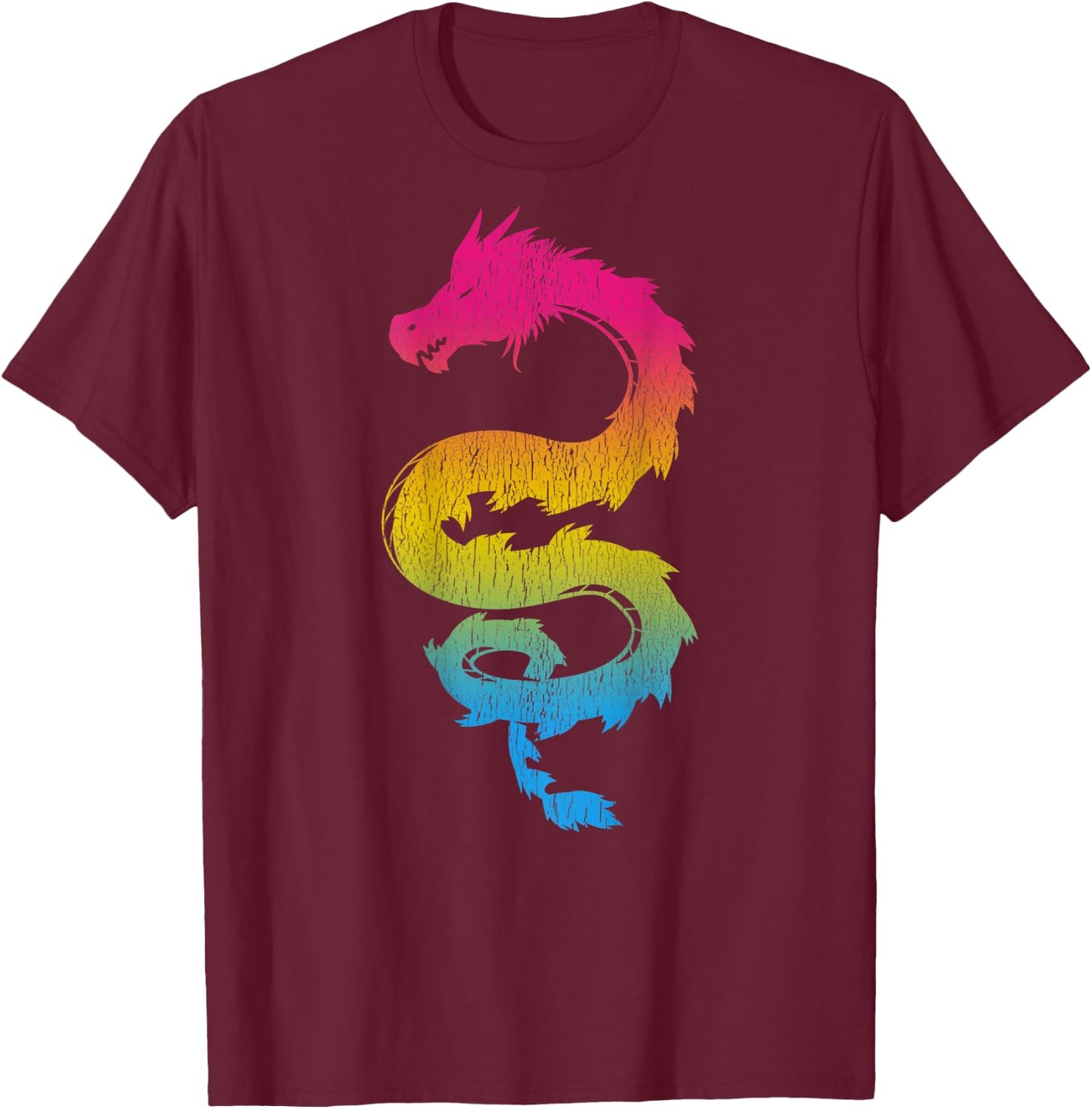Pansexual Japanese Dragon Pan Pride Flag Colors Back Design T-Shirt - T-Shirt | Maroon