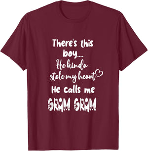 Special Grandma Grandmother This Boy Calls Me Gram Gram T-Shirt - T-Shirt | Maroon
