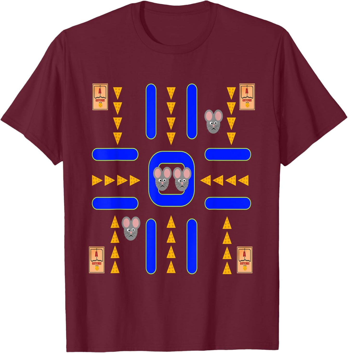 Mouse Cheese Mousetrap Video Games Vintage For Kids Adults T-Shirt - T-Shirt | Maroon