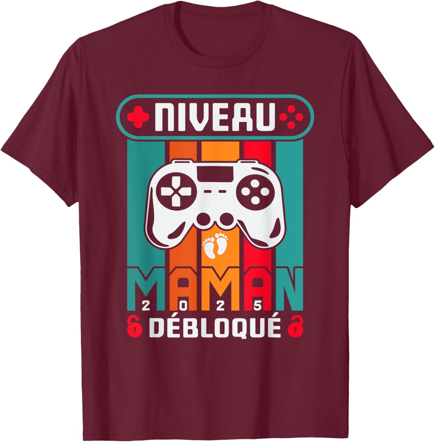 Unlocked Mom Level 2025 Announcement Pregnancy Mom Geek , Black, S T-Shirt - T-Shirt | Maroon