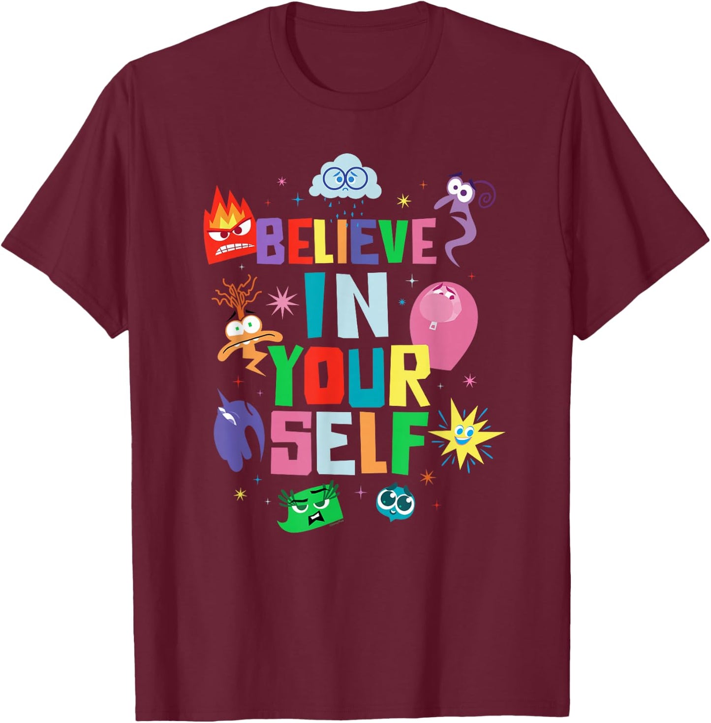 Disney and Pixar’s Inside Out 2 Emotions Believe in Yourself T-Shirt - T-Shirt | Maroon