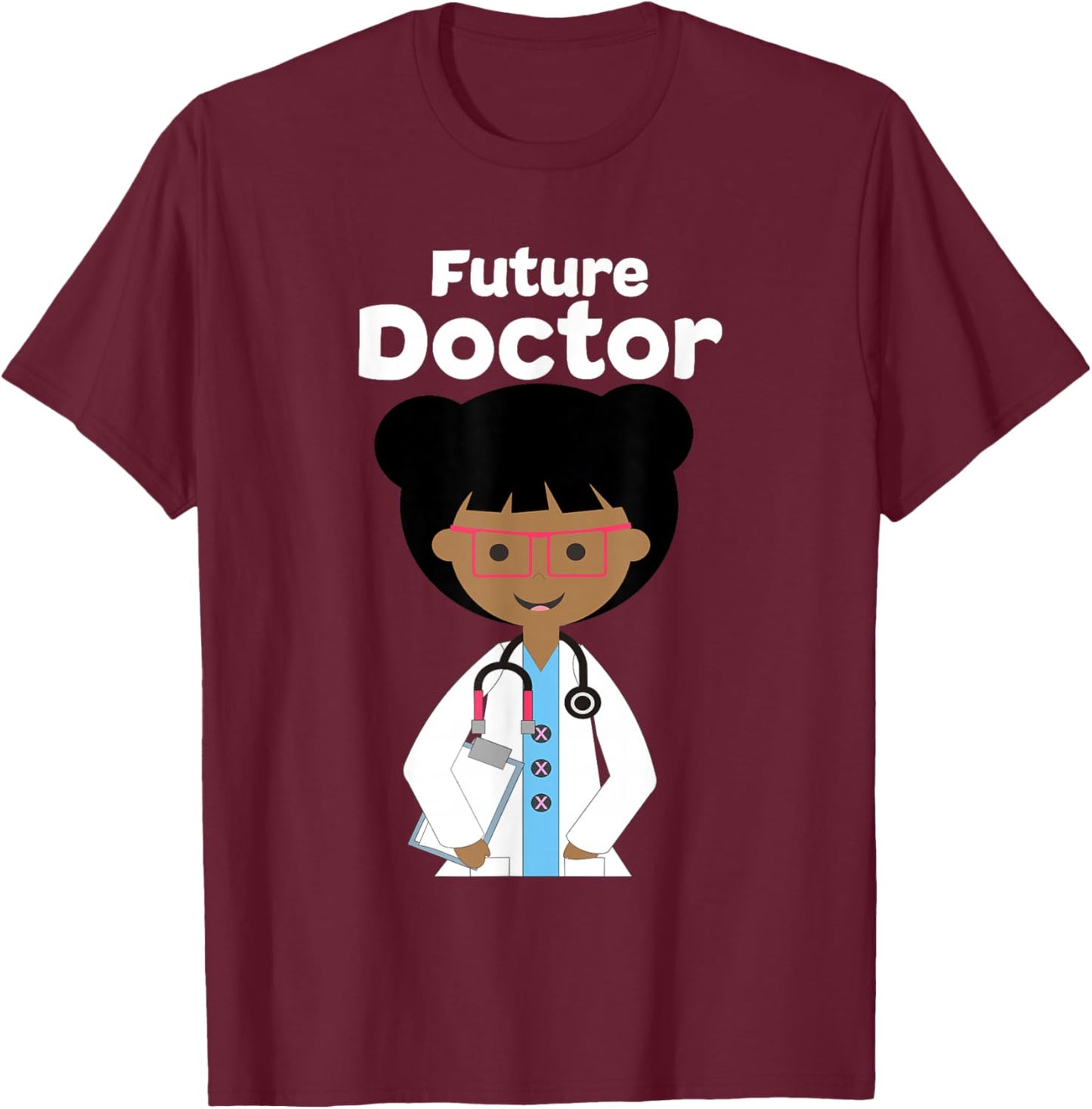 KIDS SHIRT Future Doctor . Little Brown Girl T-Shirt - T-Shirt | Maroon