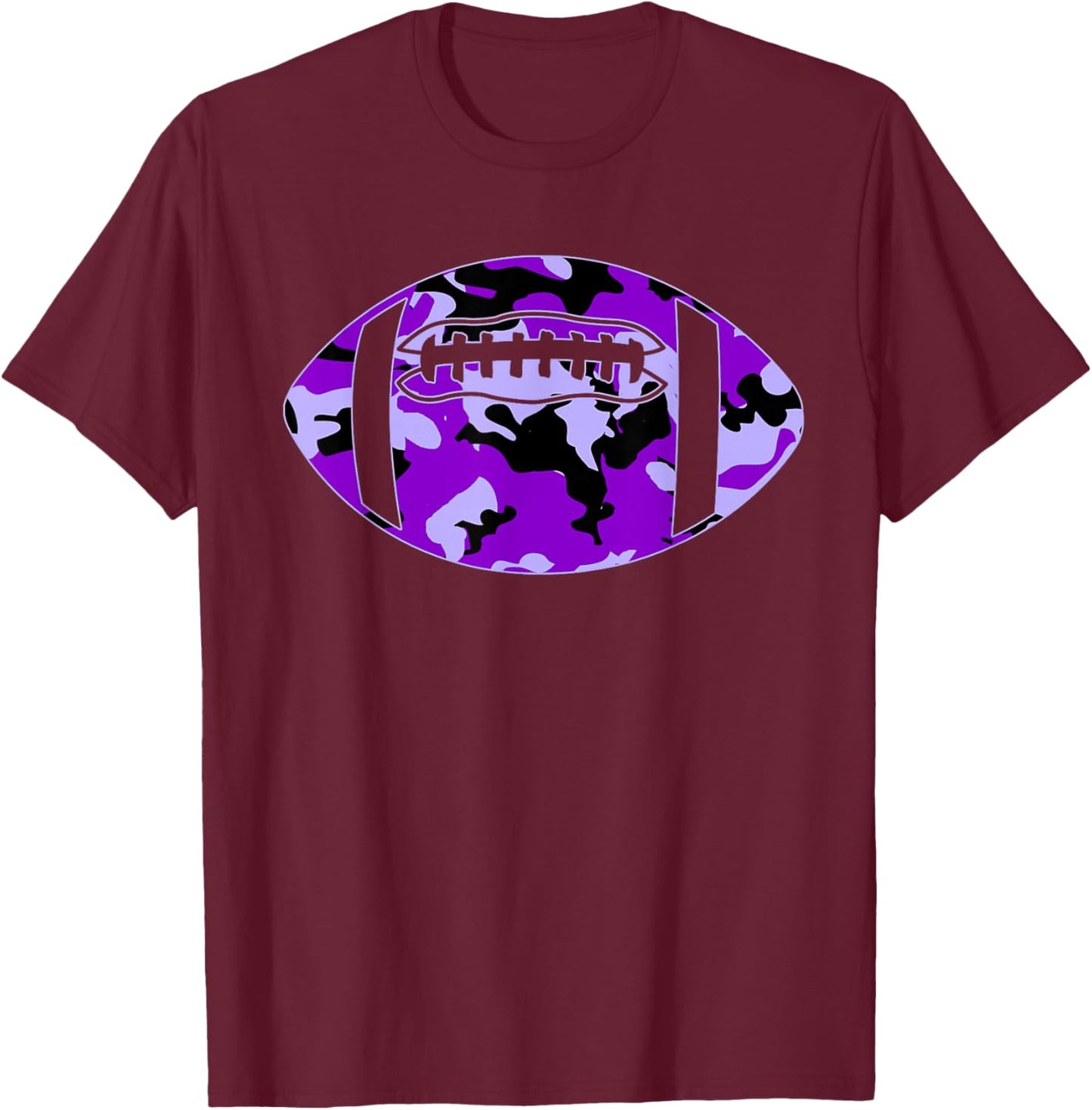 Camouflage Football Shirt - Purple Camo Football T-Shirt - T-Shirt | Maroon