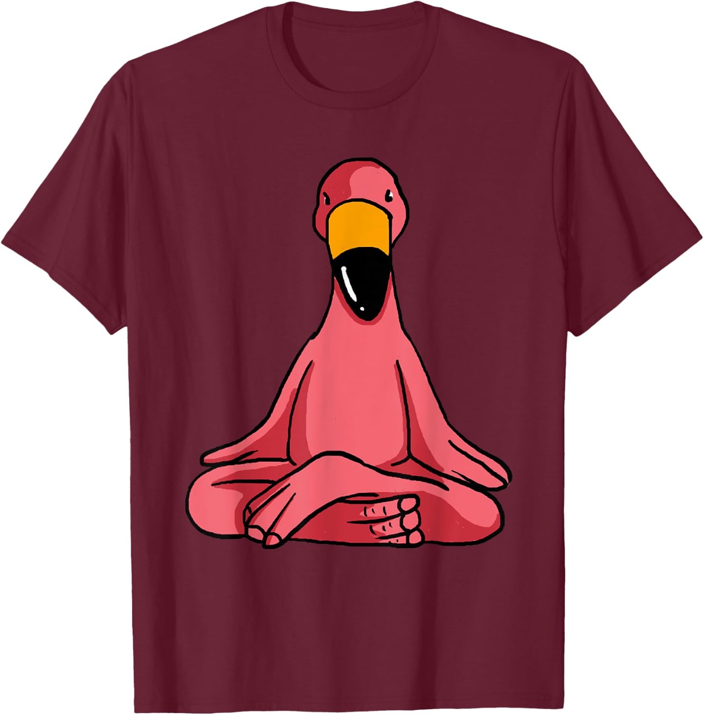 Cute Yoga Flamingos Funny Pink Water Bird Meditation Lovers T-Shirt - T-Shirt | Maroon