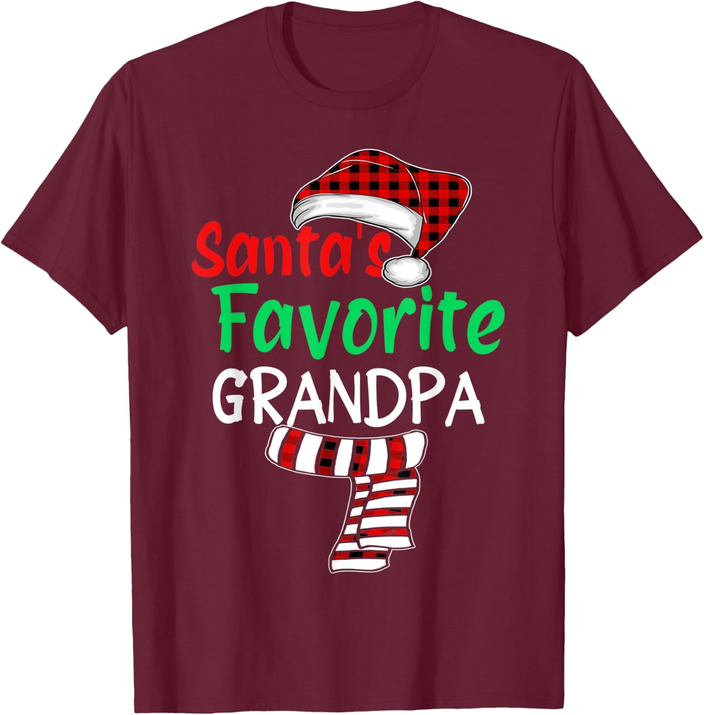 Christmas Family Santa Claus Shirt, Santa's Favorite Grandpa T-Shirt - T-Shirt | Maroon