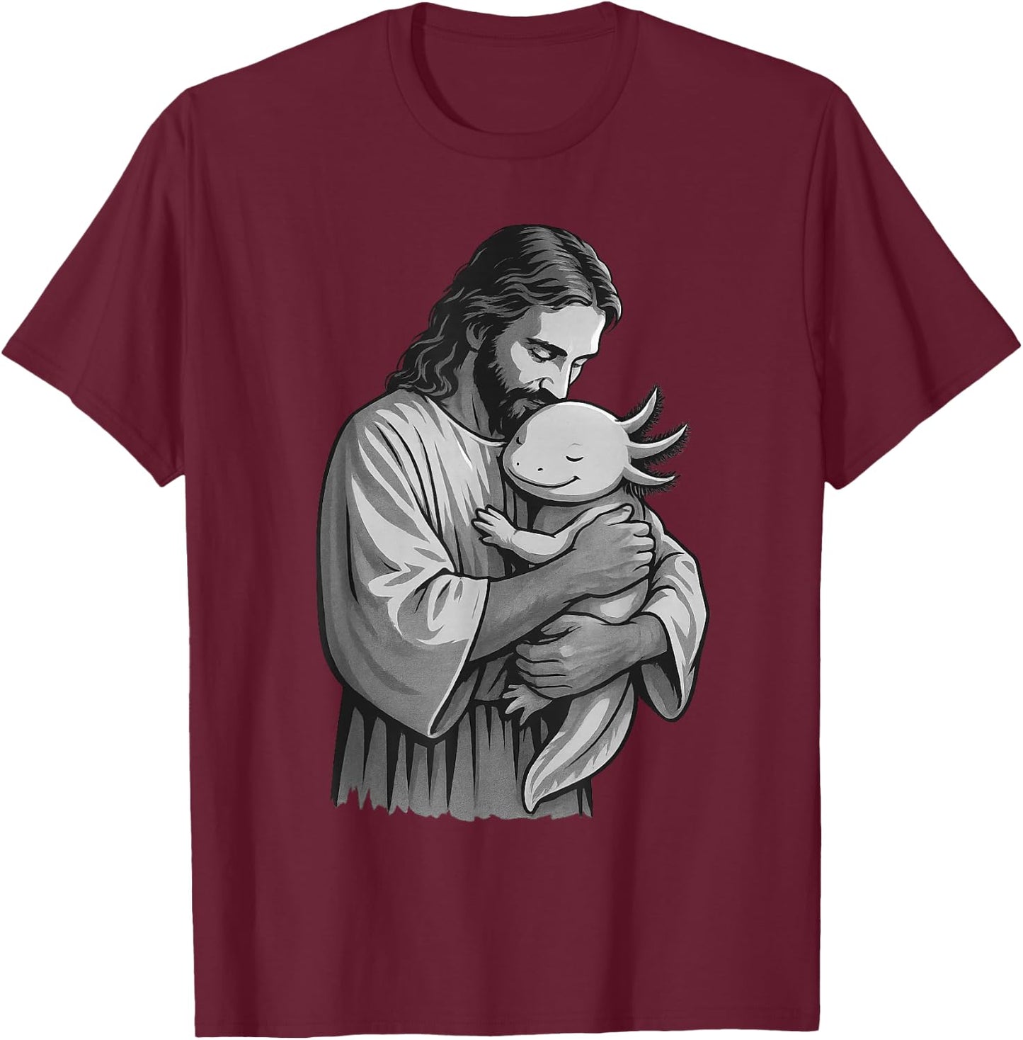 Axolotl And Jesus Christian Faith Pet Lover T-Shirt - T-Shirt | Maroon