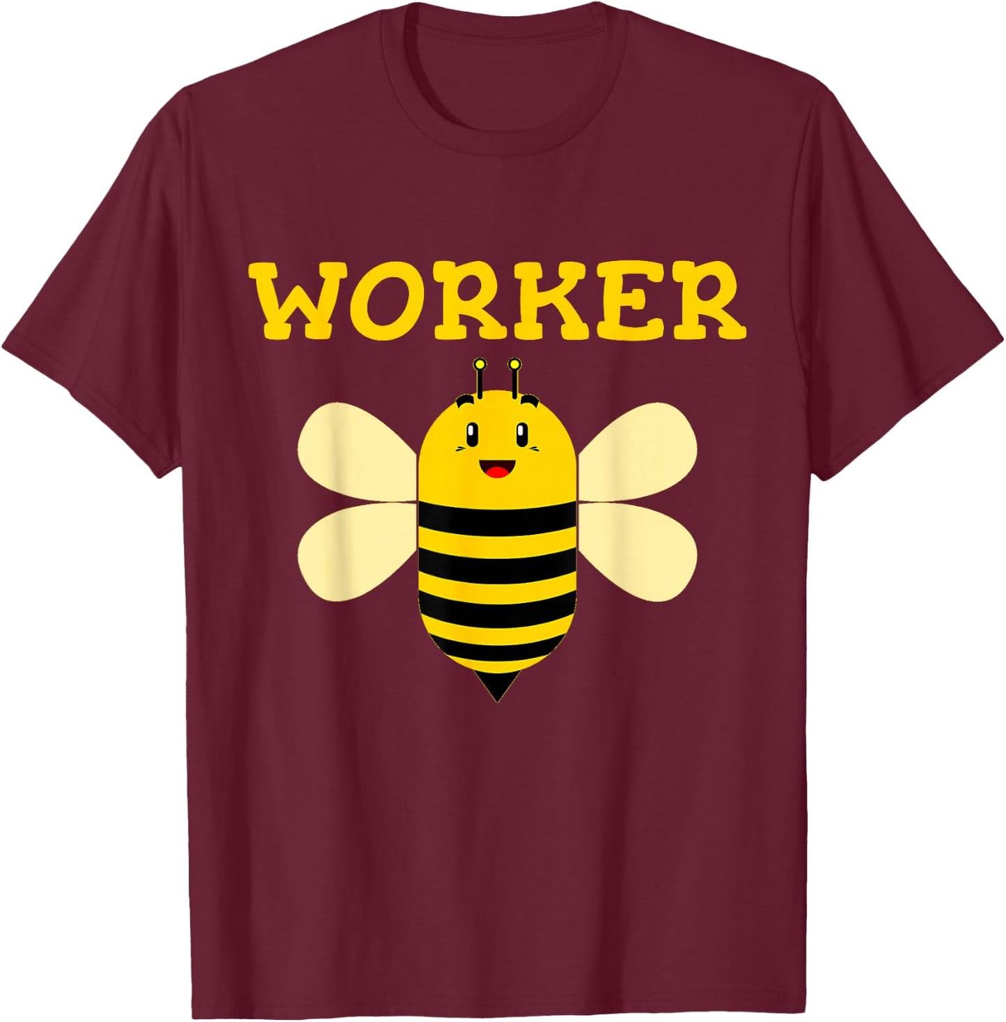 Worker Bee Funny Beekeeping Text Graphic T Shirt T-Shirt - T-Shirt | Maroon