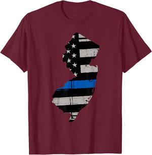Support Law Enforcement New Jersey NJ State Police T-Shirt - T-Shirt | Maroon