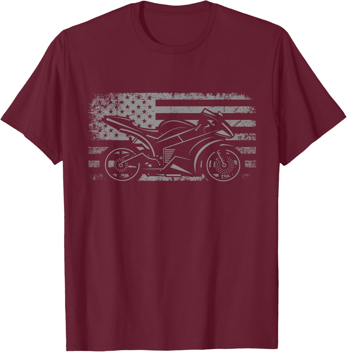 American Flag Motorcycle Apparel - Motorcycle T-Shirt - T-Shirt | Maroon