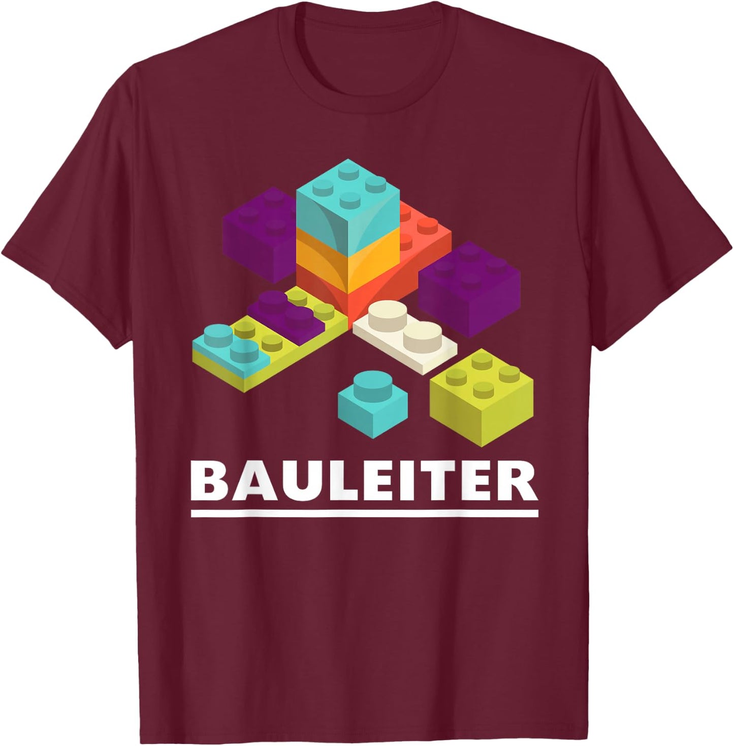 Construction Manager – Construction Worker Costume – Building Blocks T-Shirt - T-Shirt | Maroon