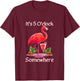 Flamingo Sipping Margarita Cocktail Tequila Alcoholic Drinks T-Shirt - T-Shirt | Maroon