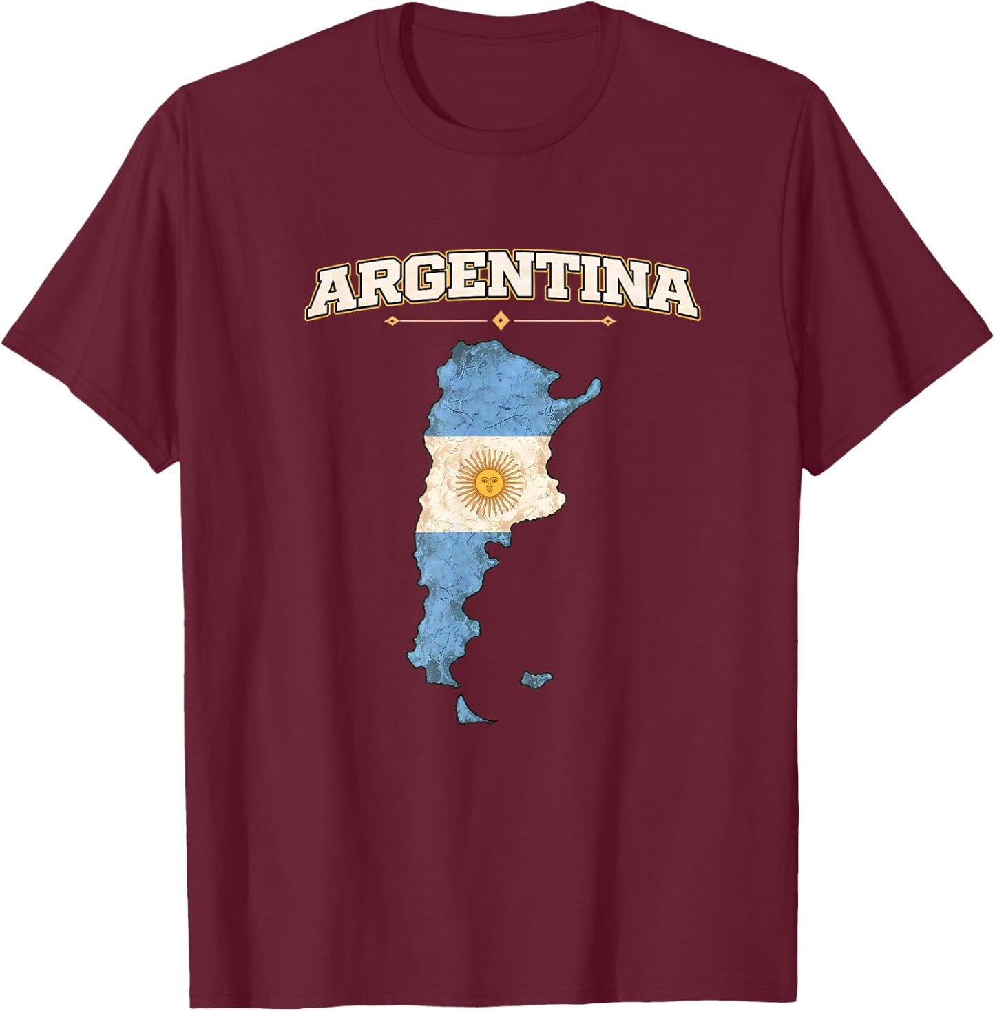 Argentina , Argentina Flag Map Graphic for Argentinian T-Shirt - T-Shirt | Maroon