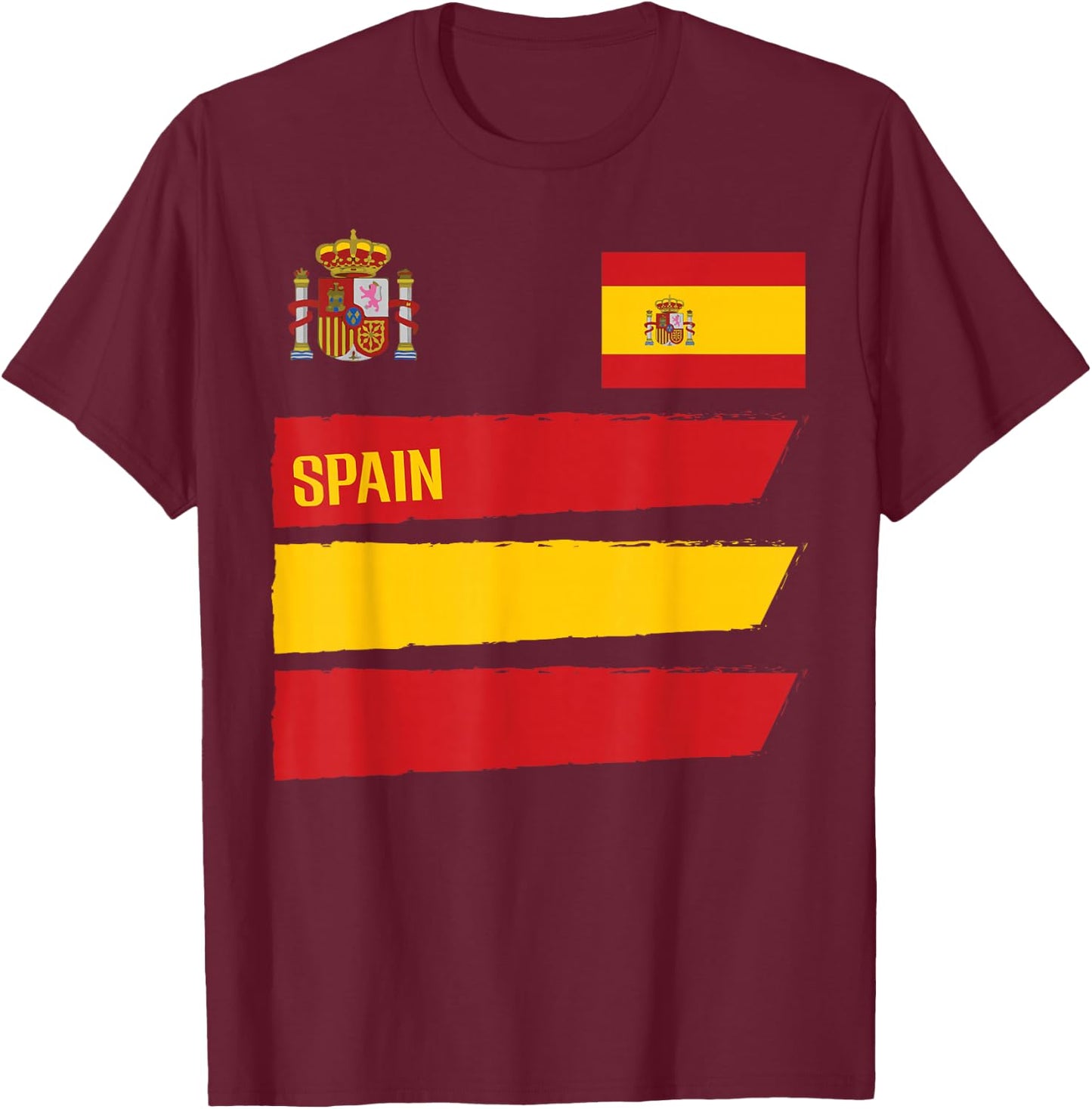 Spain Flag Espana Football Soccer Fan Men Women Kids T-Shirt - T-Shirt | Maroon