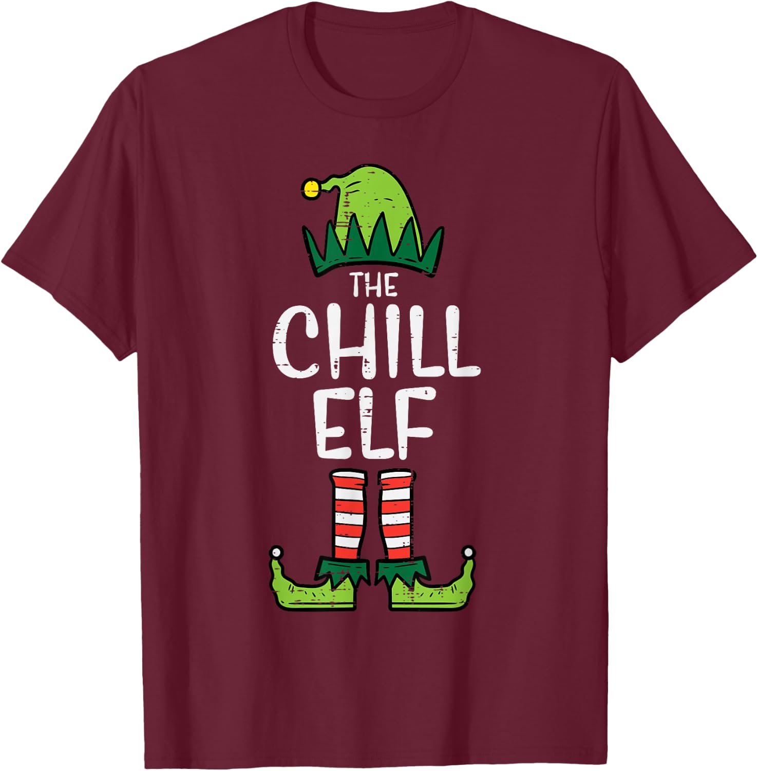 Chill Elf Xmas Matching Christmas For Family T-Shirt - T-Shirt | Maroon