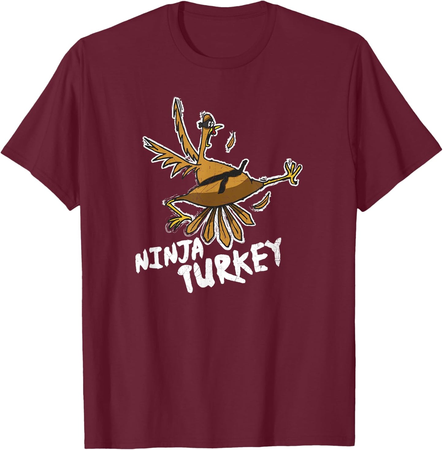 Ninja Turkey Funny Bird Thanksgiving T-Shirt - T-Shirt | Maroon