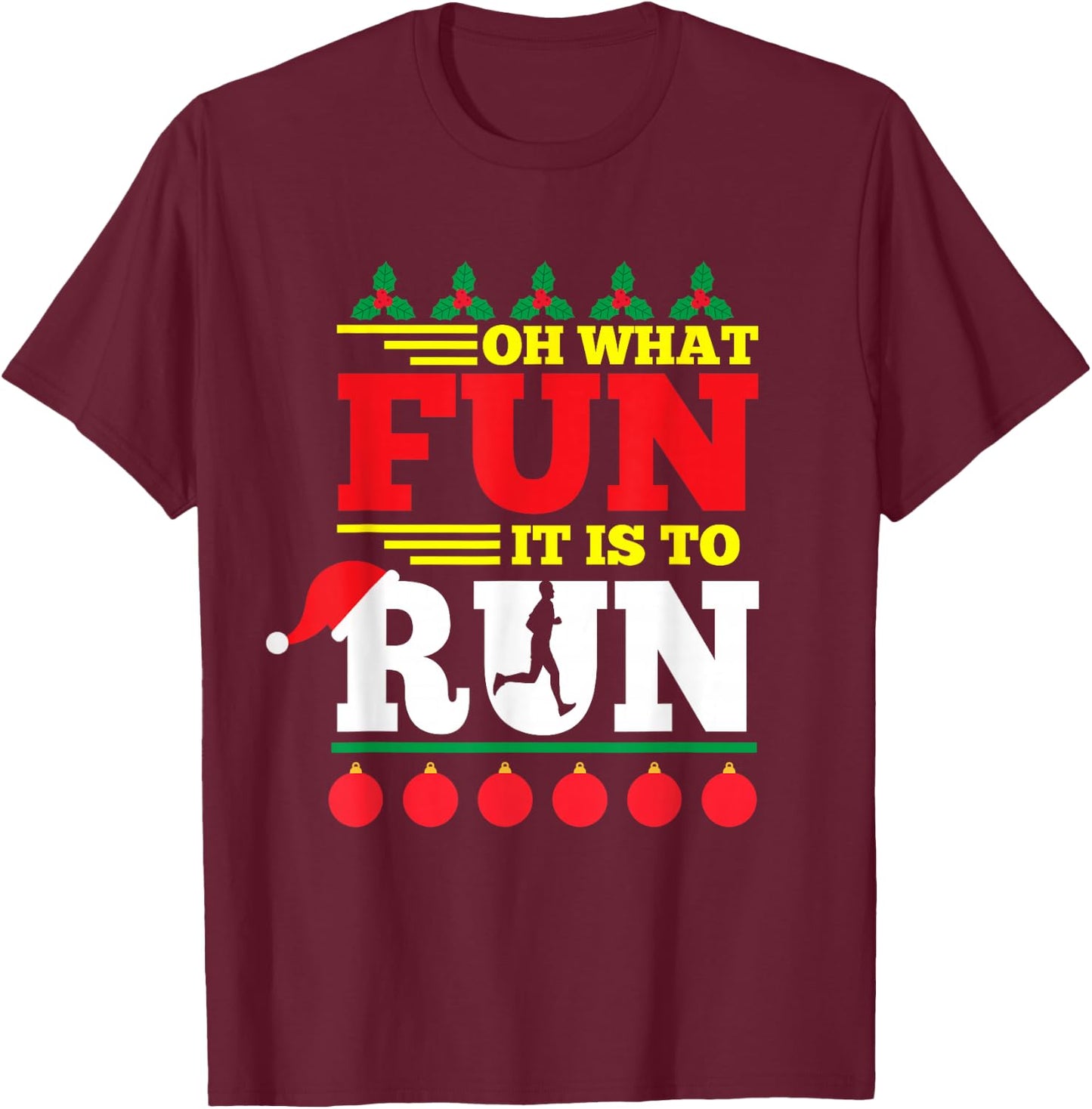 Funny Ugly Christmas Running Kids Adults Runners T-Shirt - T-Shirt | Maroon