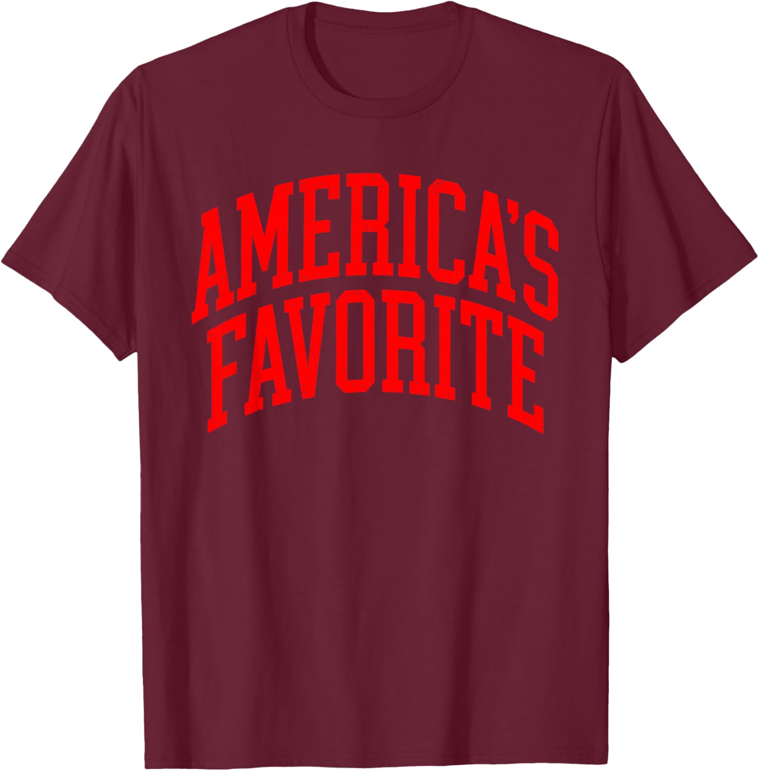 America Favorite Red Varsity Patriotic Lettering T-Shirt - T-Shirt | Maroon