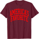 America Favorite Red Varsity Patriotic Lettering T-Shirt - T-Shirt | Maroon